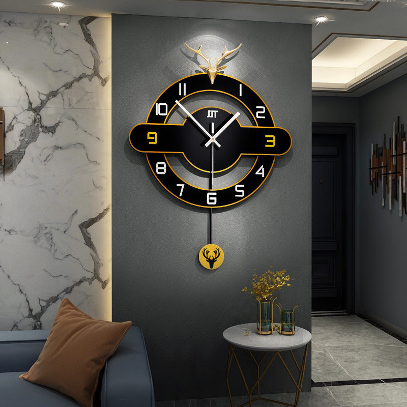 Light Luxury Deer Head Living Room Decorative Wall Clock