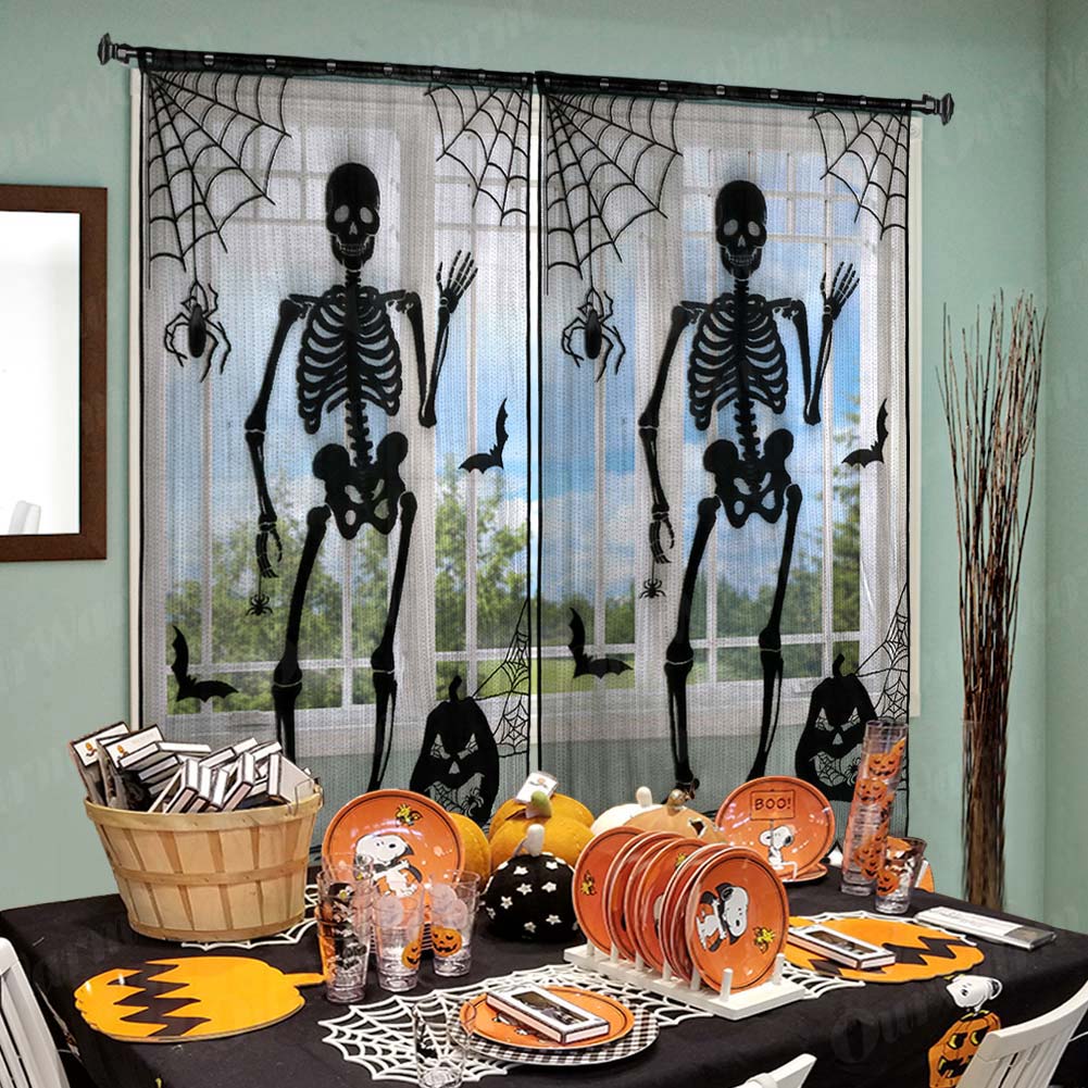 Skull and Pumpkin Pattern Curtain Halloween Decoration