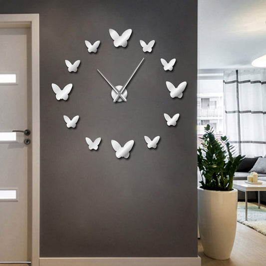 3D Mirror Butterfly Wall Clock  Home Decor