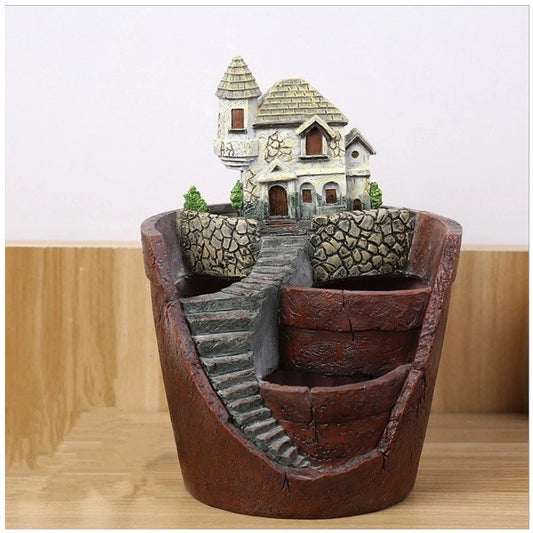Micro Villa Landscape Succulent Resin Flower Pot