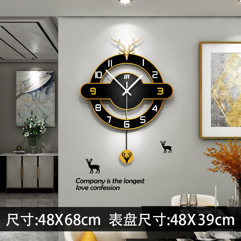 Light Luxury Deer Head Living Room Decorative Wall Clock