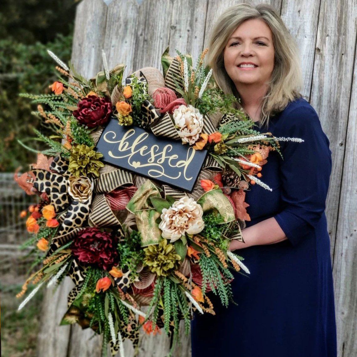 Leopard Flower Front Door Wreath Halloween Decoration