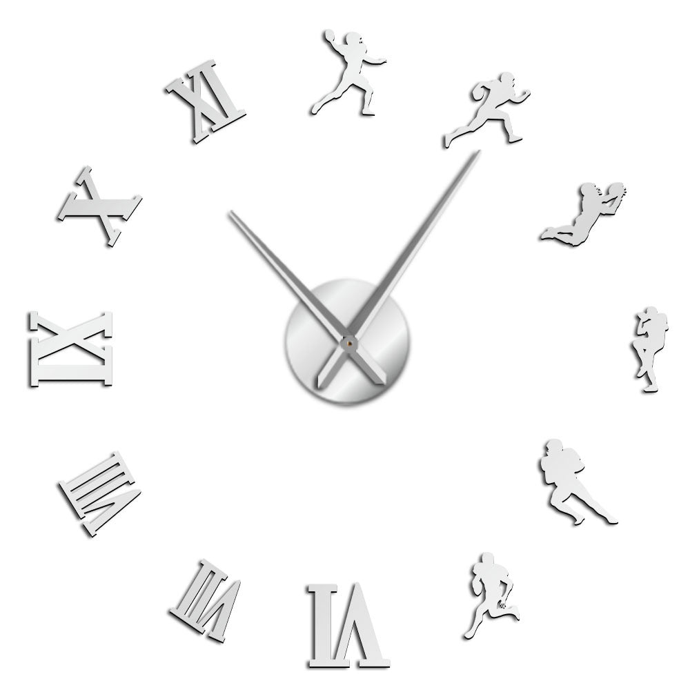 Frameless DIY 3D Mirror American Football Big Home Decoration Clock