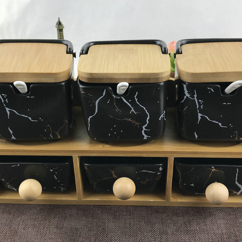 Japanese-Style Ceramic Seasoning Jar Kitchen Utensil Set