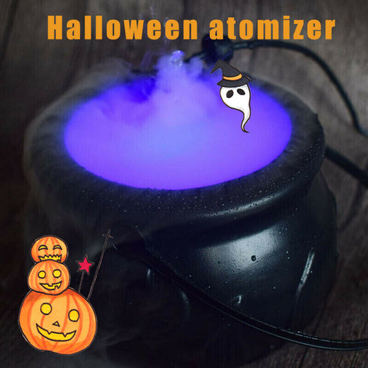 LED Color Changing Witch Pot Smoke Machine Humidifier Creepy Halloween Decoration