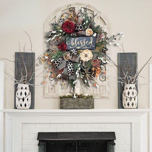 Leopard Flower Front Door Wreath Halloween Decoration