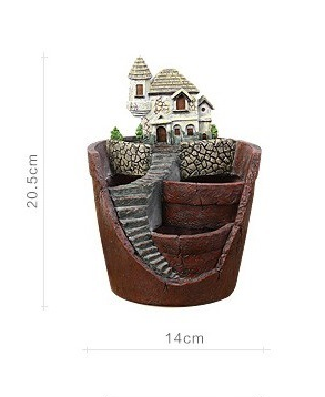 Micro Villa Landscape Succulent Resin Flower Pot