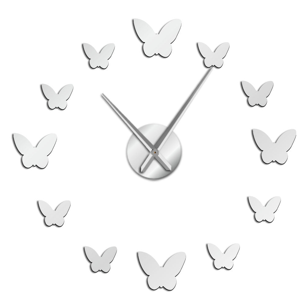 3D Mirror Butterfly Wall Clock  Home Decor