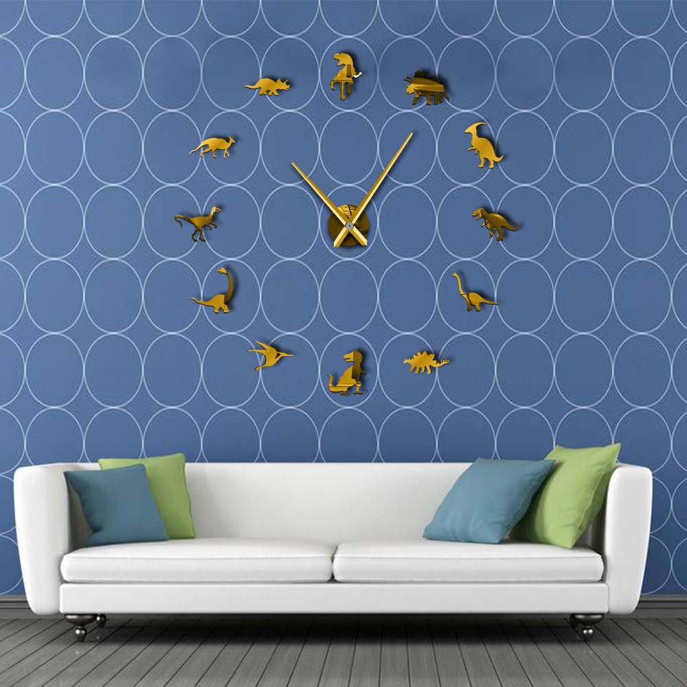 Frameless Dinosaur Living Room Wall Clock