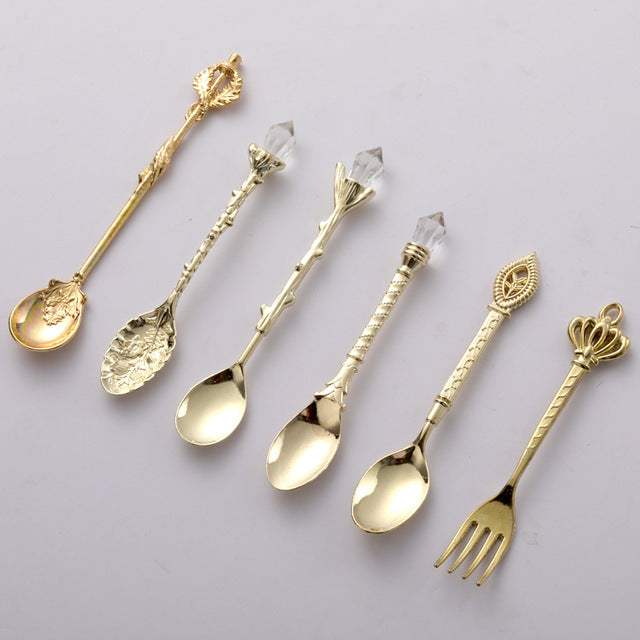 European 6 Piece Set Fruit Fork Retro Decoration Cutlery