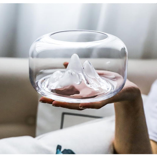Transparent Snow Mountain Mini Glass Fish Tank Ornament