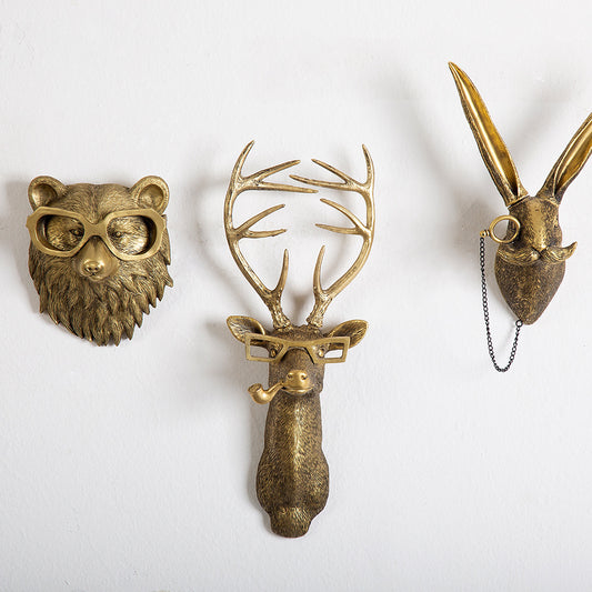 Antique Bronze Animal Head Wall Ornament