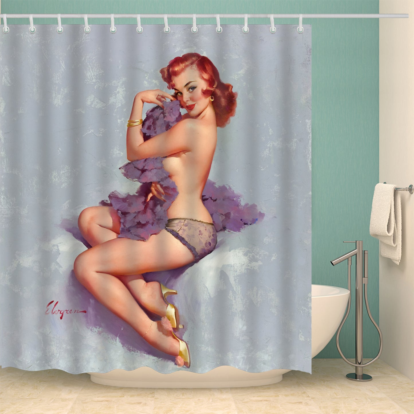 Animated Polyester Shower Curtain