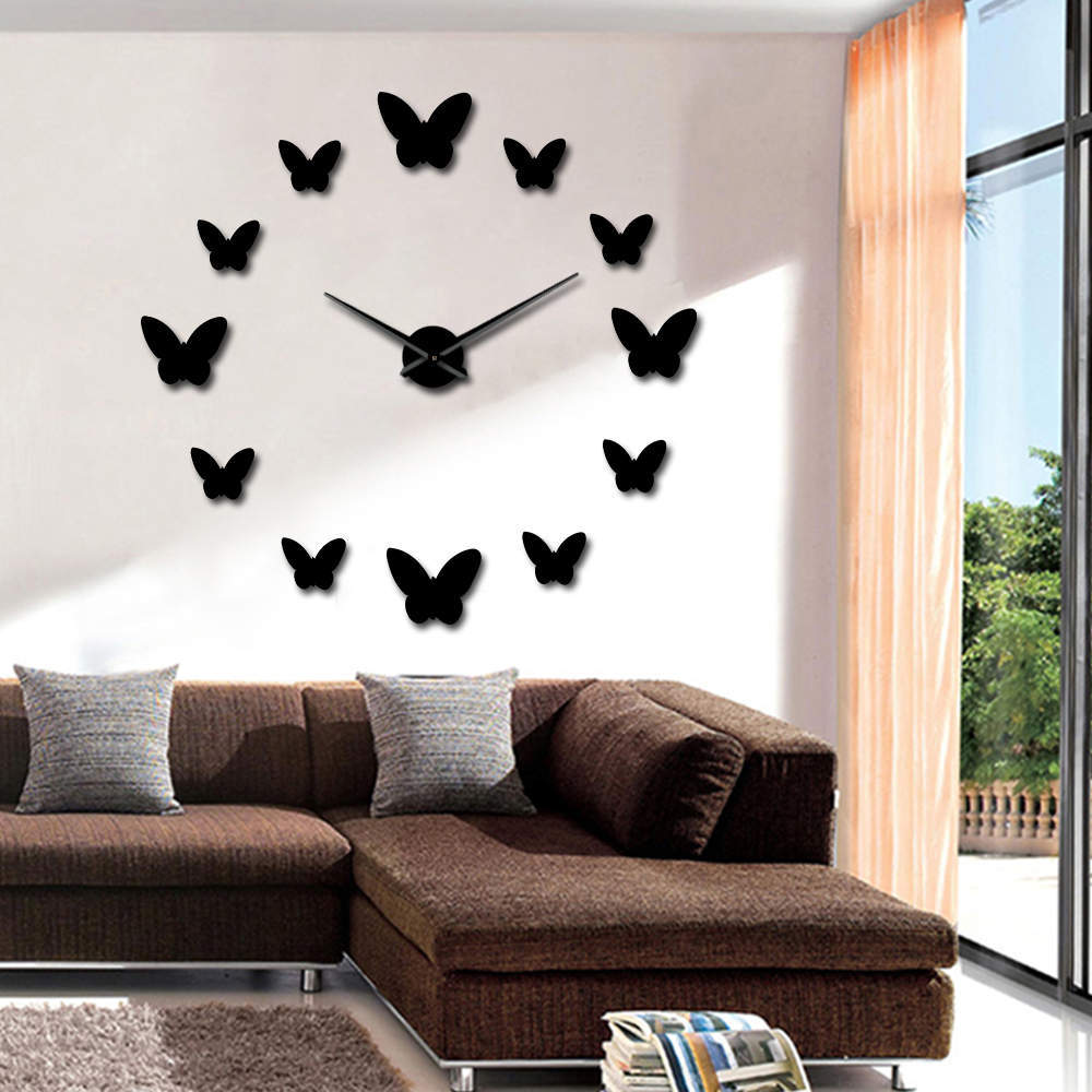 3D Mirror Butterfly Wall Clock  Home Decor