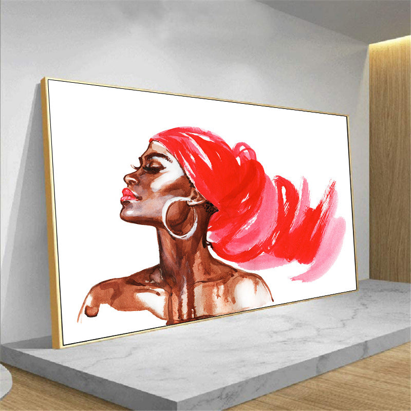 Abstract Watercolor Decorative Frameless African Woman Living Room Painting