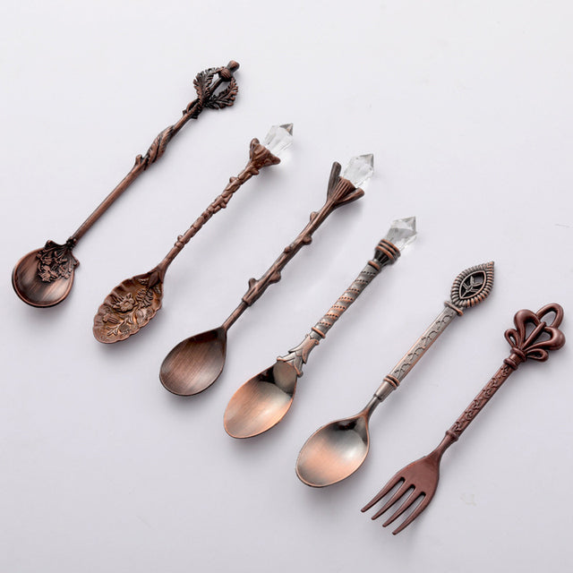 European 6 Piece Set Fruit Fork Retro Decoration Cutlery