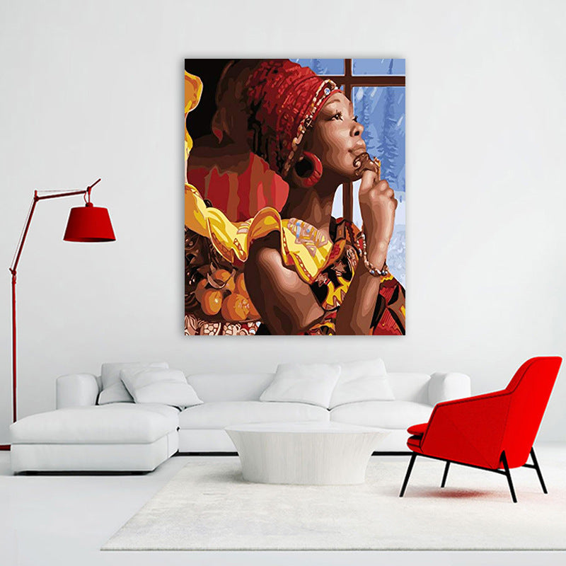 Modern African Woman Abstract Art Oil Painting