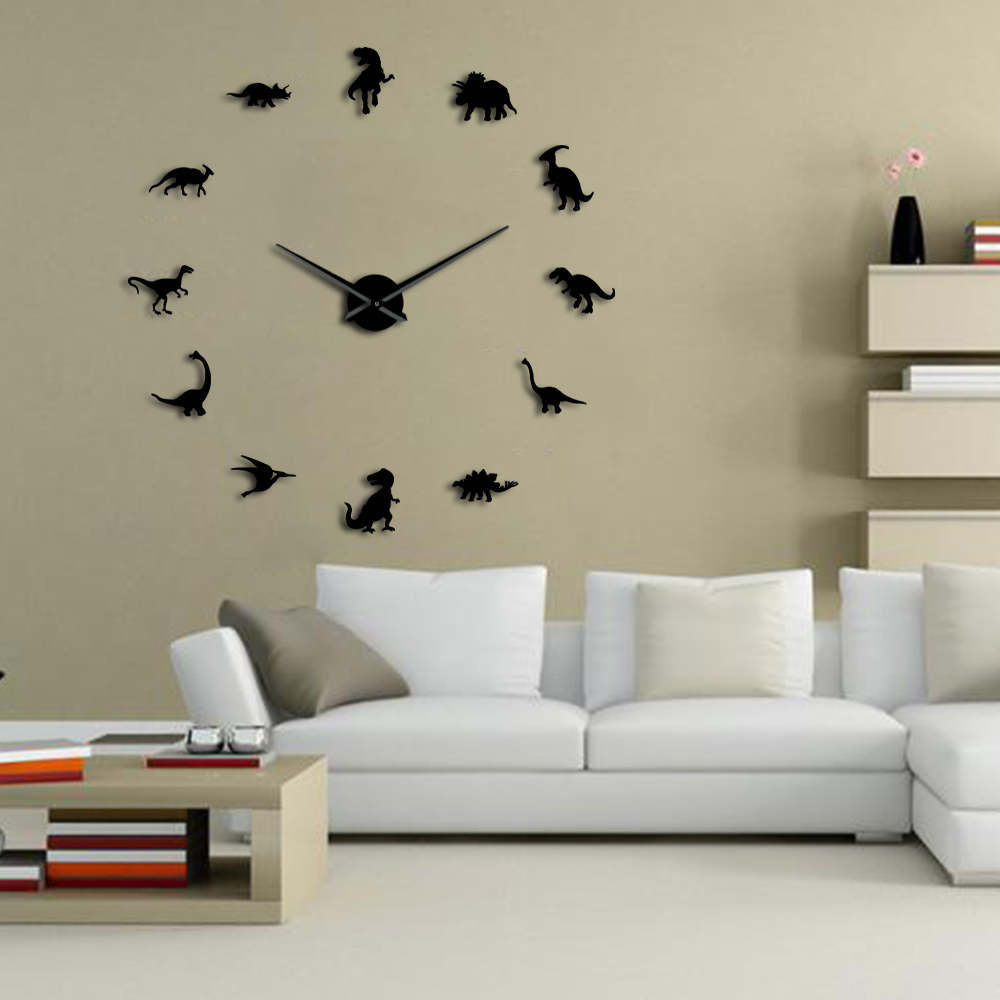 Frameless Dinosaur Living Room Wall Clock