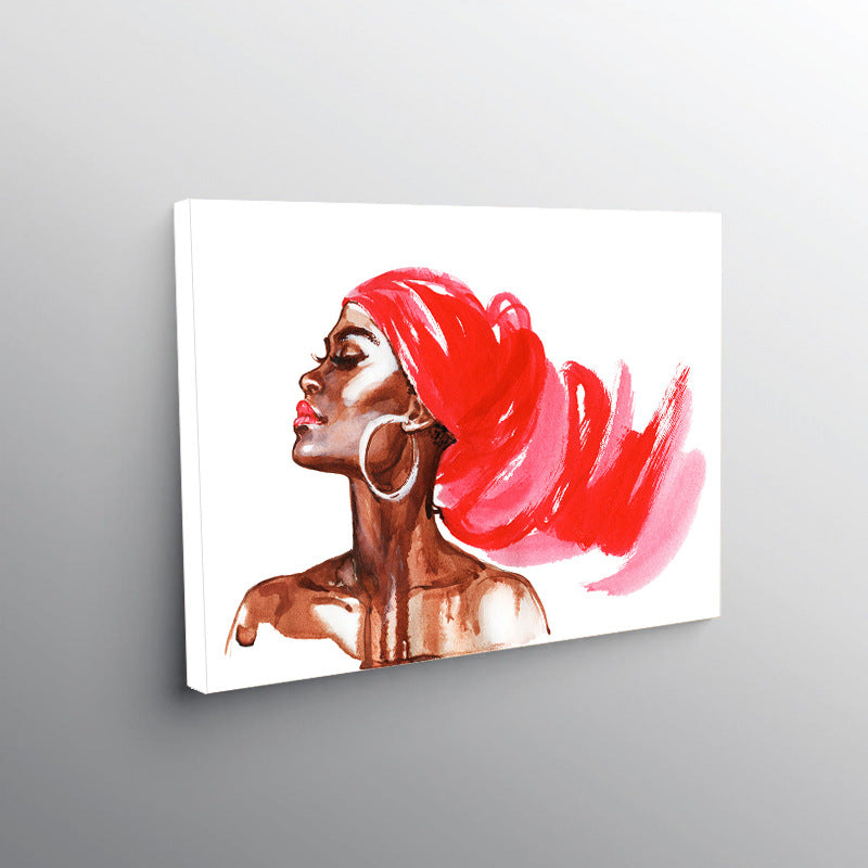 Abstract Watercolor Decorative Frameless African Woman Living Room Painting