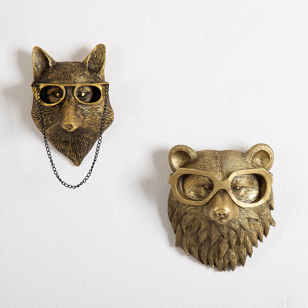 Antique Bronze Animal Head Wall Ornament