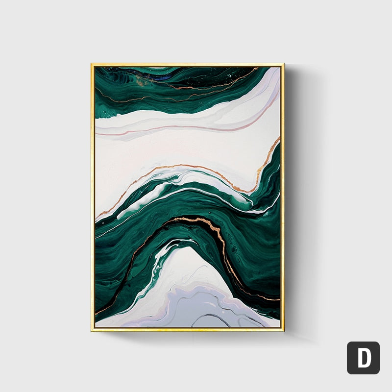 Modern Abstract Gold Green Canvas Art Paintings For Living Room