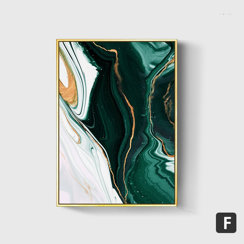 Modern Abstract Gold Green Canvas Art Paintings For Living Room