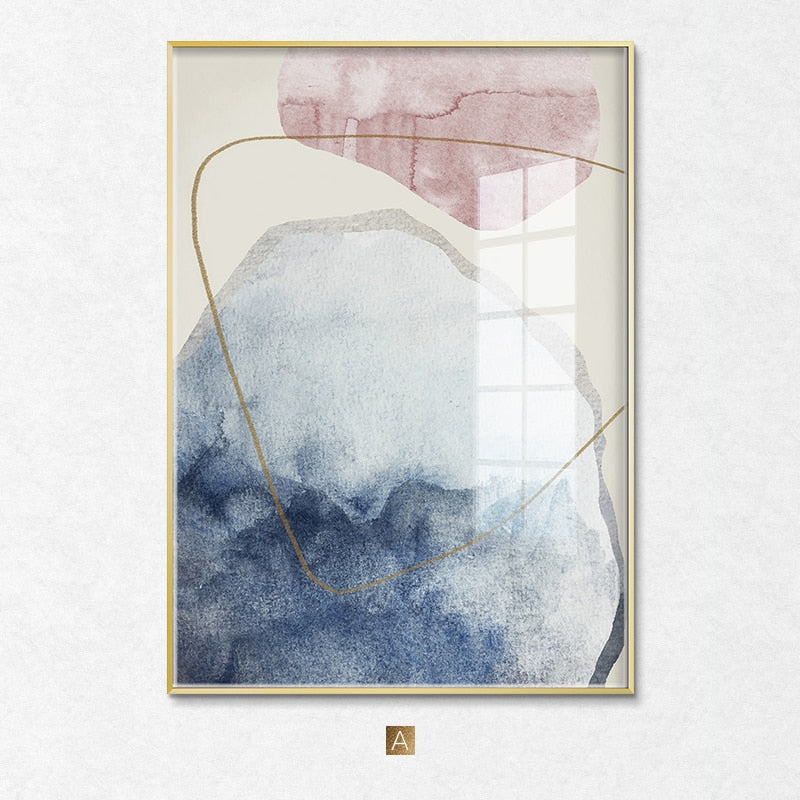 Abstract Blue Watercolor Canvas Print  Living Room Home Decor Painting