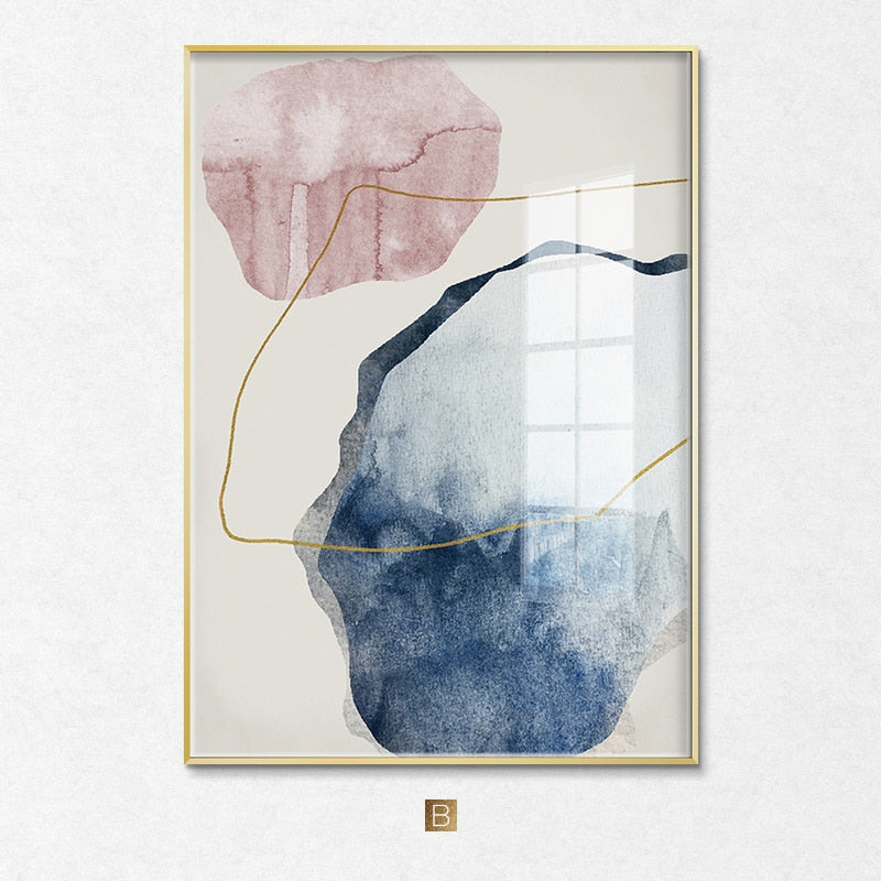 Abstract Blue Watercolor Canvas Print  Living Room Home Decor Painting