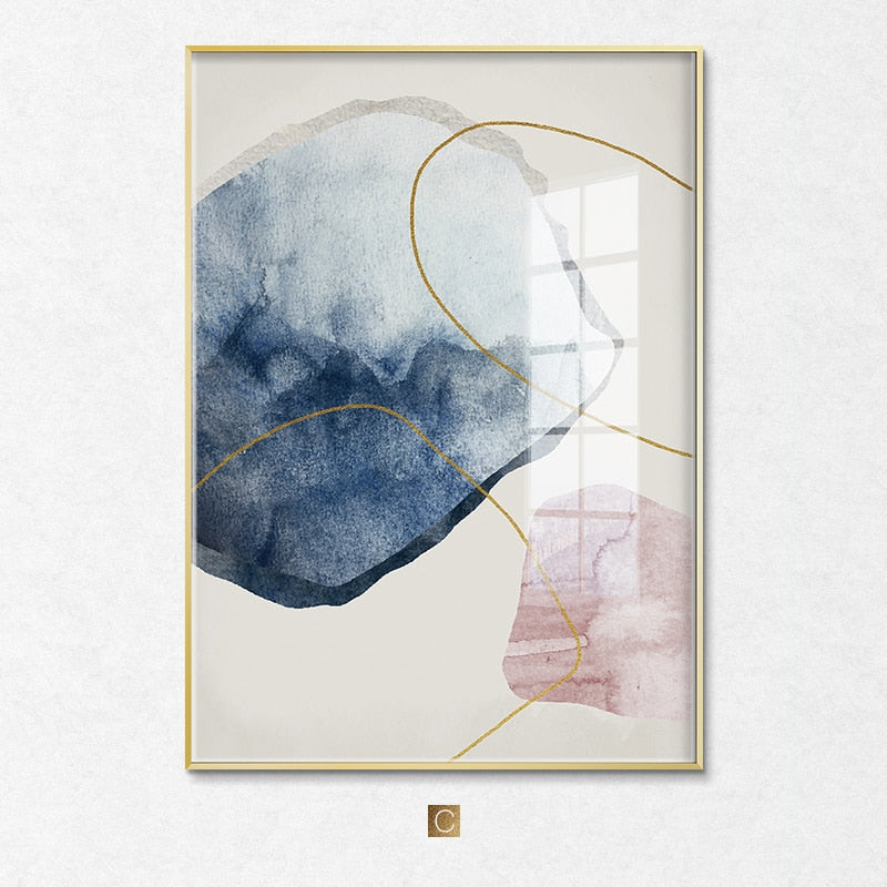 Abstract Blue Watercolor Canvas Print  Living Room Home Decor Painting
