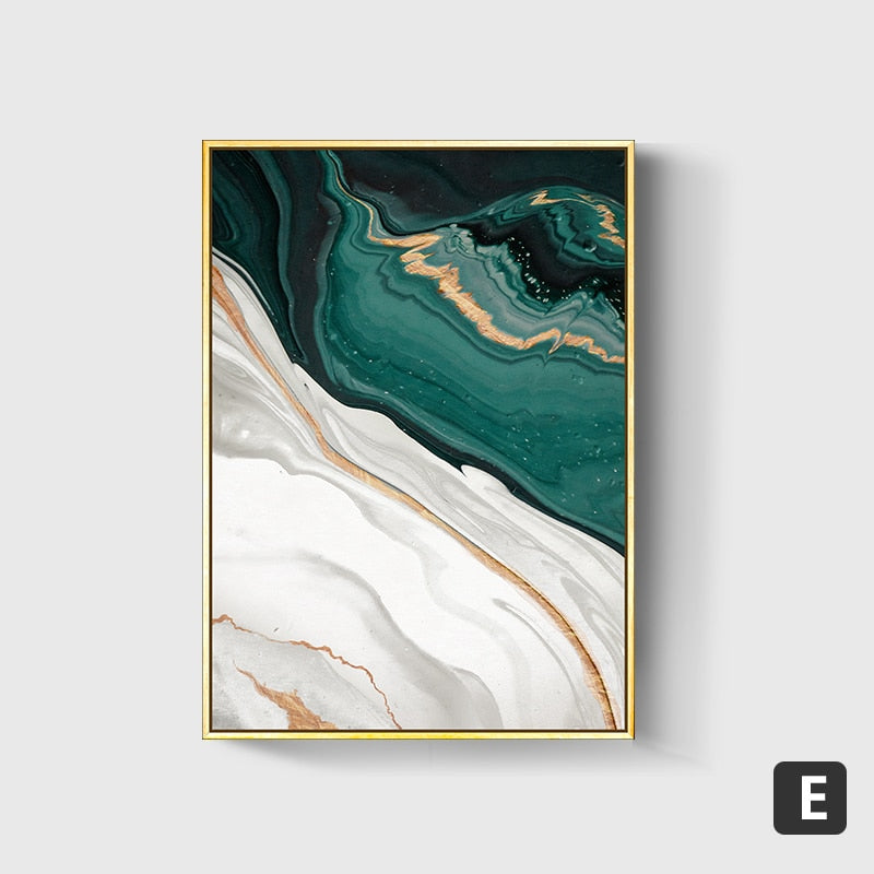 Modern Abstract Gold Green Canvas Art Paintings For Living Room