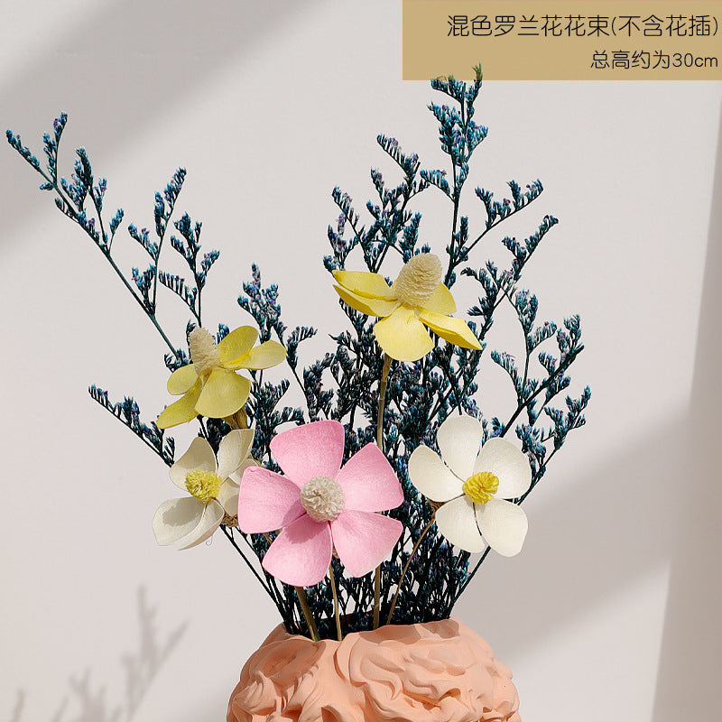 Retro David Desktop Flower Arrangement Dried Plaster Statue Sculpture