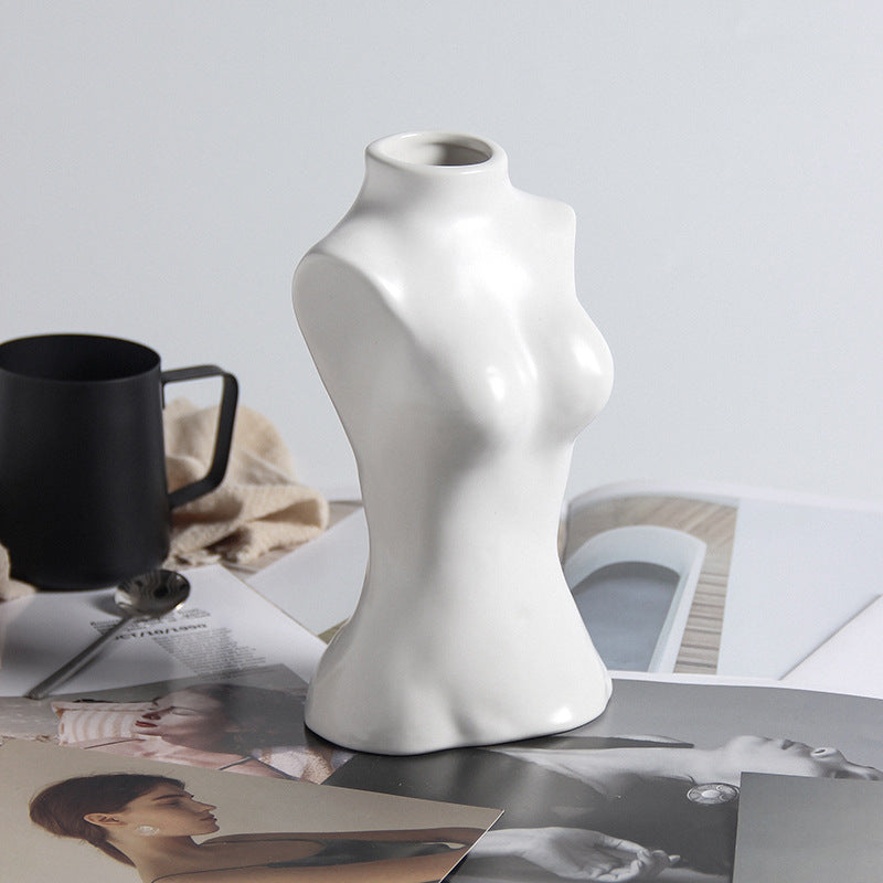 Ceramic Art Female Body Sculpture Ornaments Flower Arrangement Desktop Decoration Sculpture