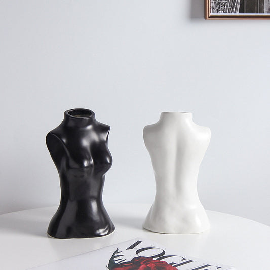Ceramic Art Female Body Sculpture Ornaments Flower Arrangement Desktop Decoration Sculpture