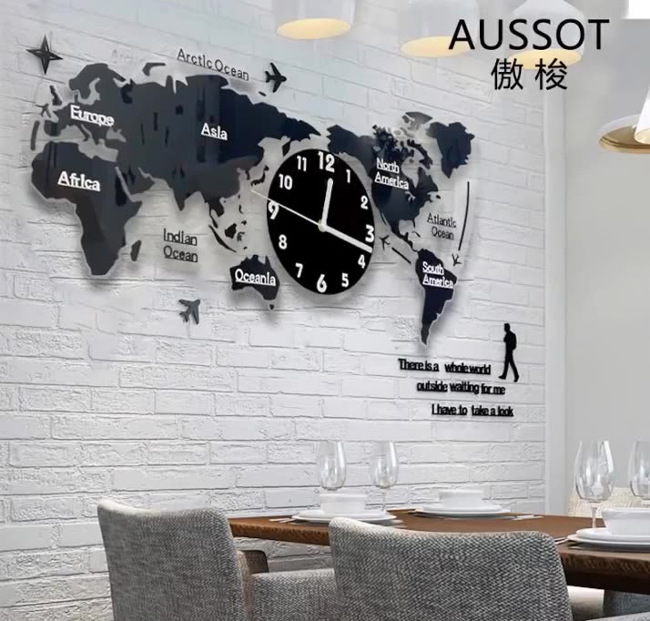 Luminous Decorartive World Map Wall Clock