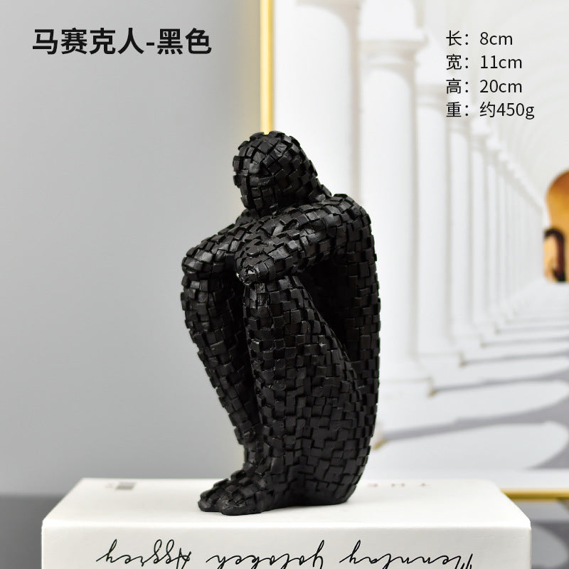 Chinese Mosaic Character Model Handicraft Decoration Living Room Sculpture