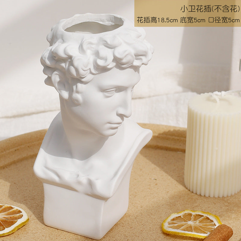 Retro David Desktop Flower Arrangement Dried Plaster Statue Sculpture