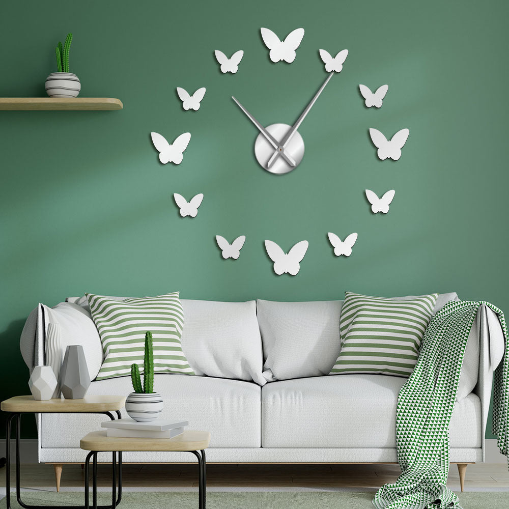 3D Mirror Butterfly Wall Clock  Home Decor