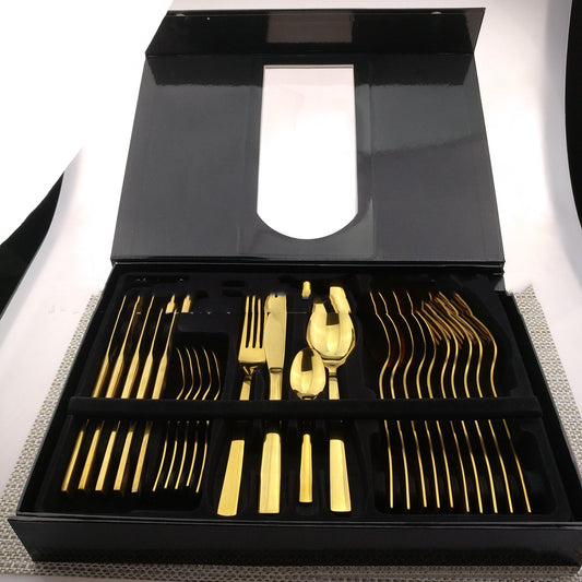 Stainless Steel Western Golden/Silver 24 Piece Cutlery Set
