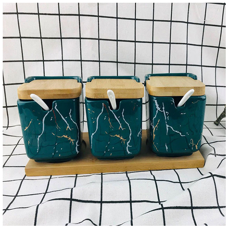 Japanese-Style Ceramic Seasoning Jar Kitchen Utensil Set