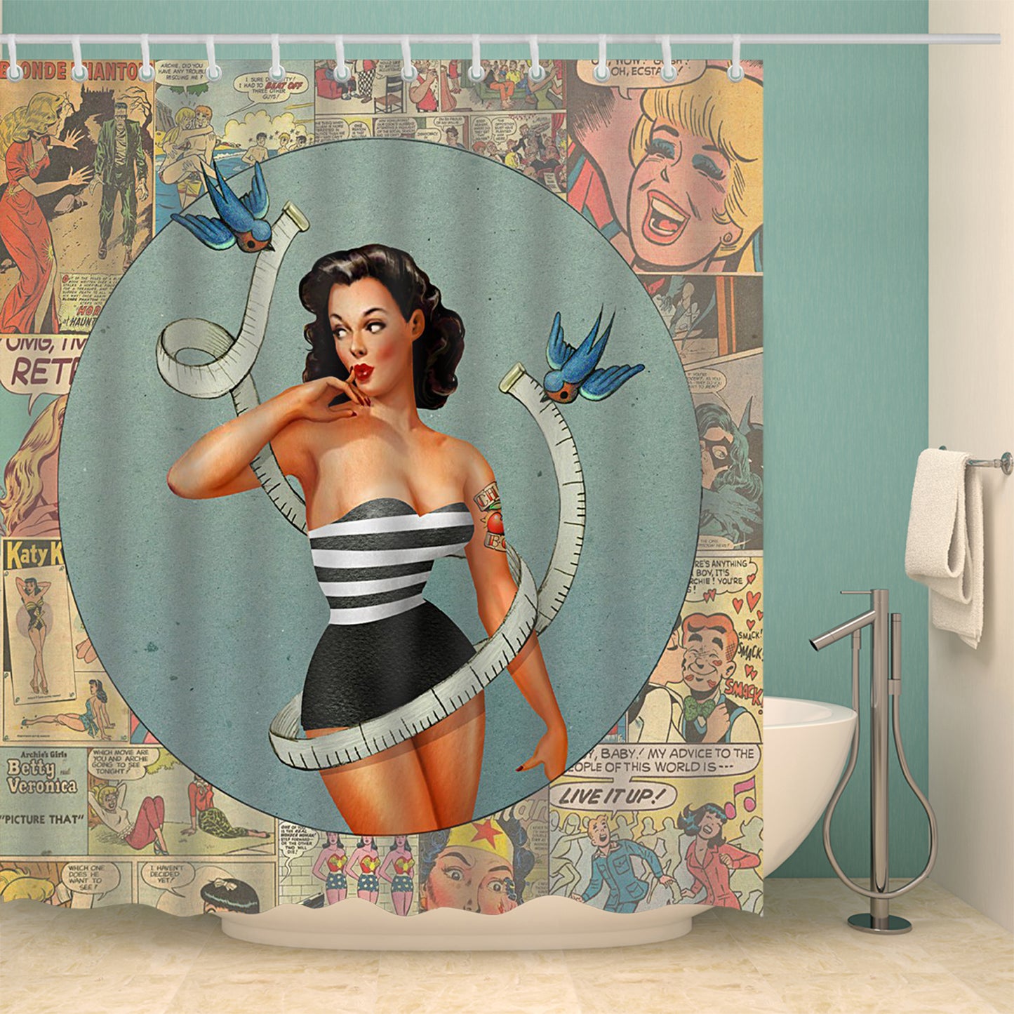 Animated Polyester Shower Curtain