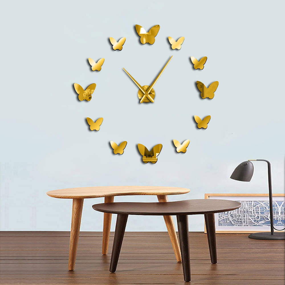3D Mirror Butterfly Wall Clock  Home Decor