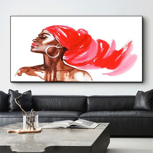 Abstract Watercolor Decorative Frameless African Woman Living Room Painting