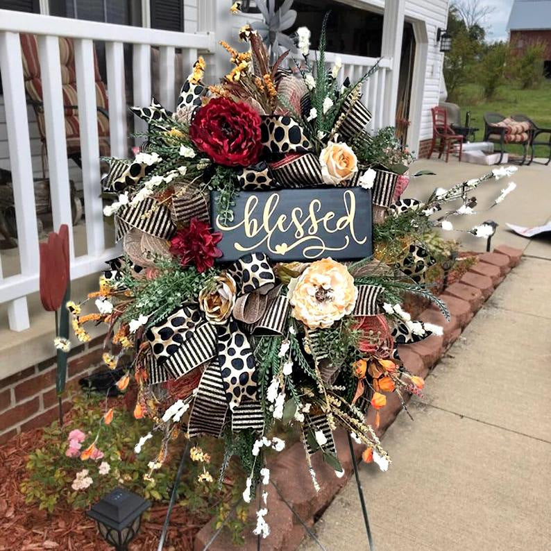 Leopard Flower Front Door Wreath Halloween Decoration