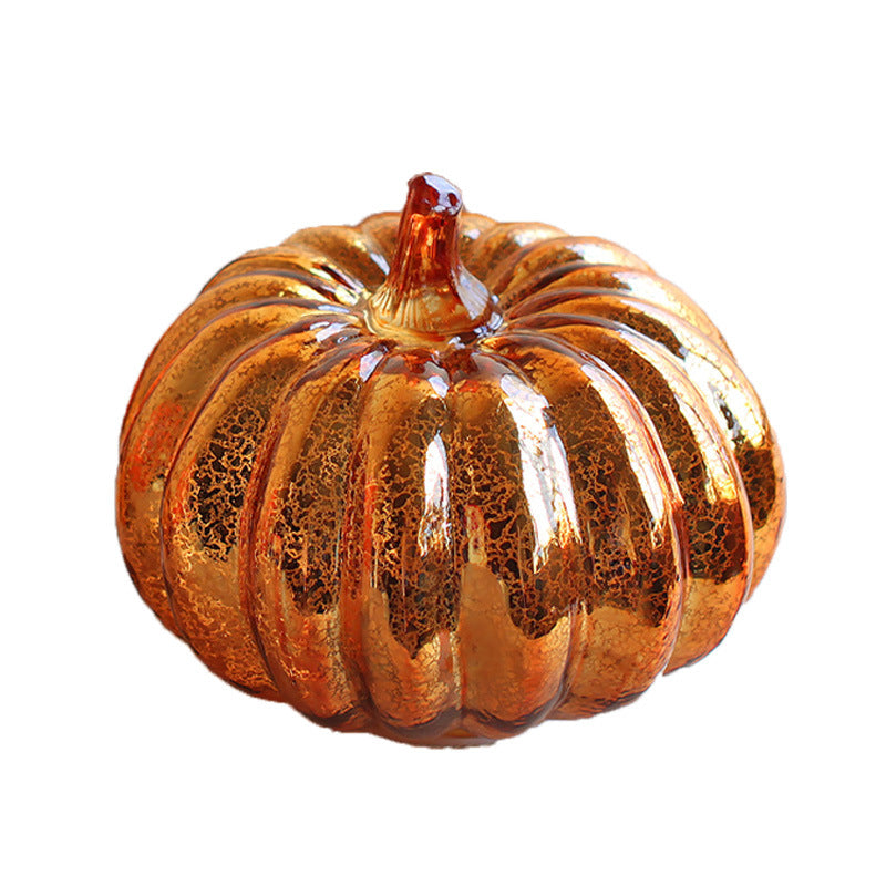 LED Glowing Glass Pumpkin Lamp Halloween Decoration