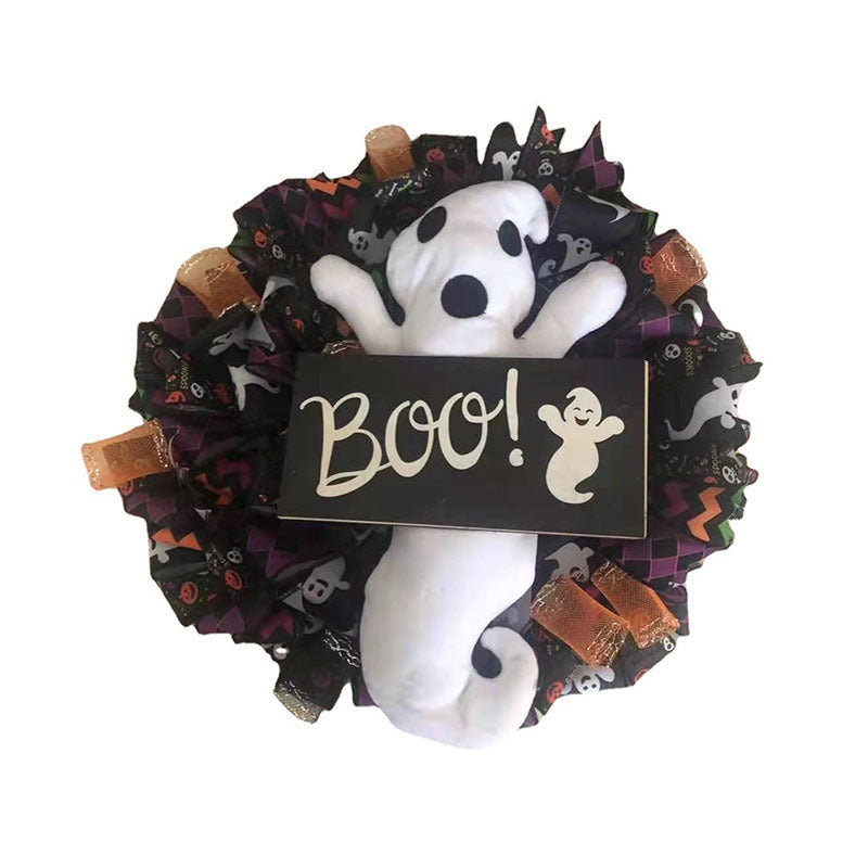 Front Door BOO Farmhouse-Ghost Wreath Halloween Decoration